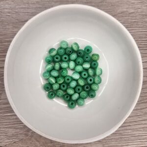 Cats Eye Round Bead Lot of 50 Cat's Eye Glass Fiber Optic Glass Bead